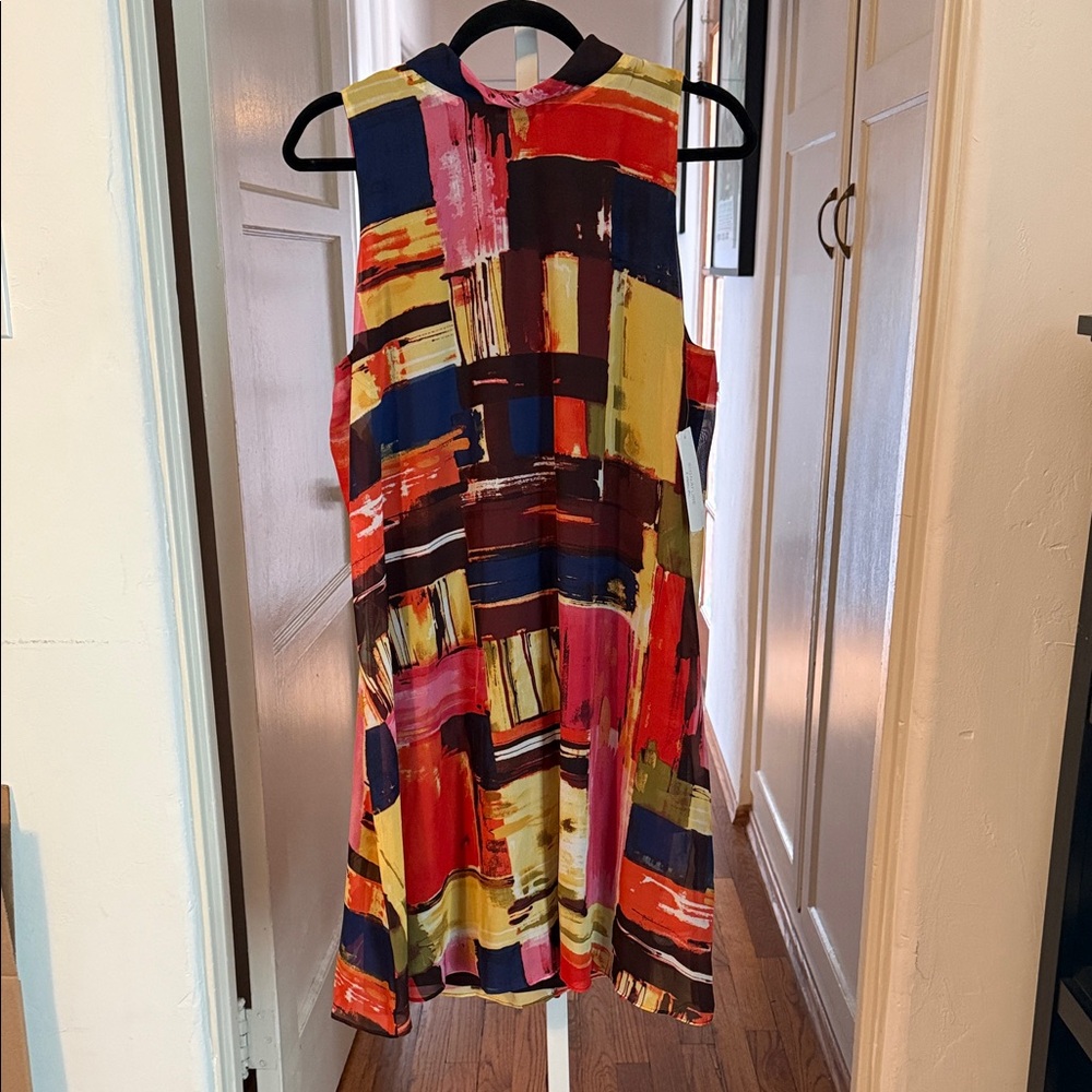 SIGNATURE by Robbie Bee Multicolor Brushstroke Retro A-line Dress 14